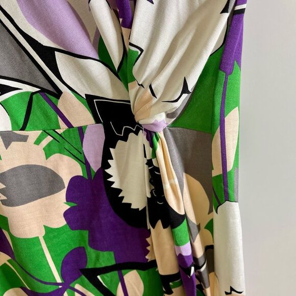 Diane Von Furstenberg sleeveless‎ Green And Purple Floral Pullover Dress Size 2 - Picture 4 of 9